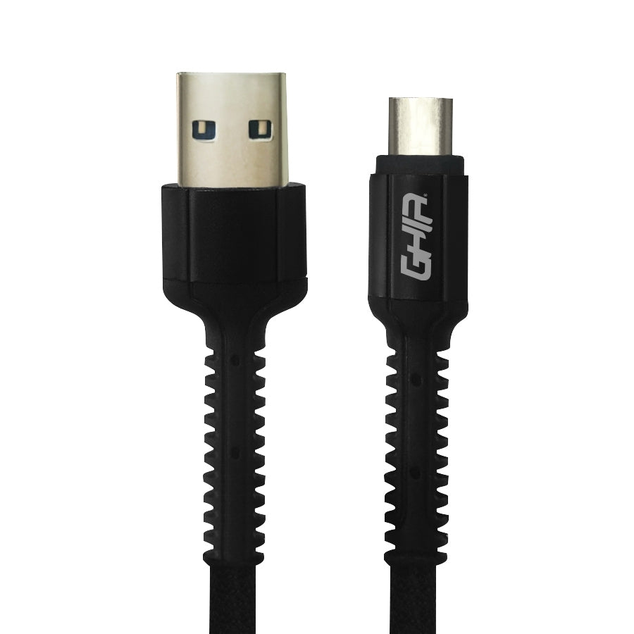 Cable Usb Tipo C Ghia Nylon 1M Color Negro