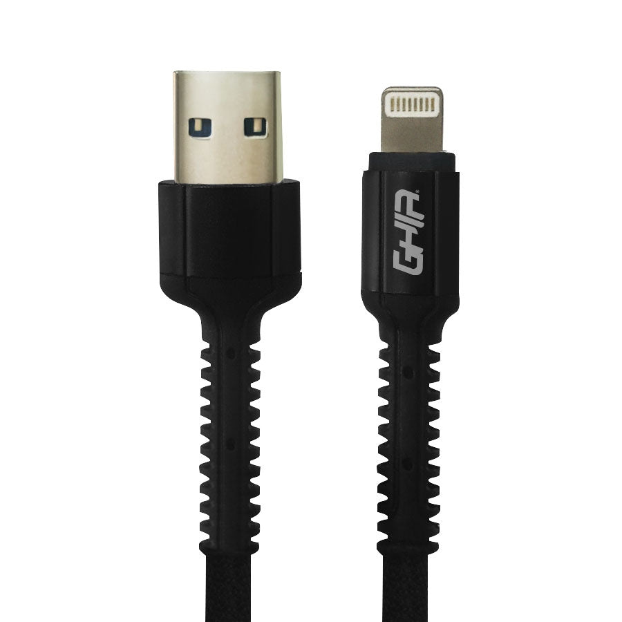 Cable Usb Tipo Lightning Ghia Nylon Color Negro 1M