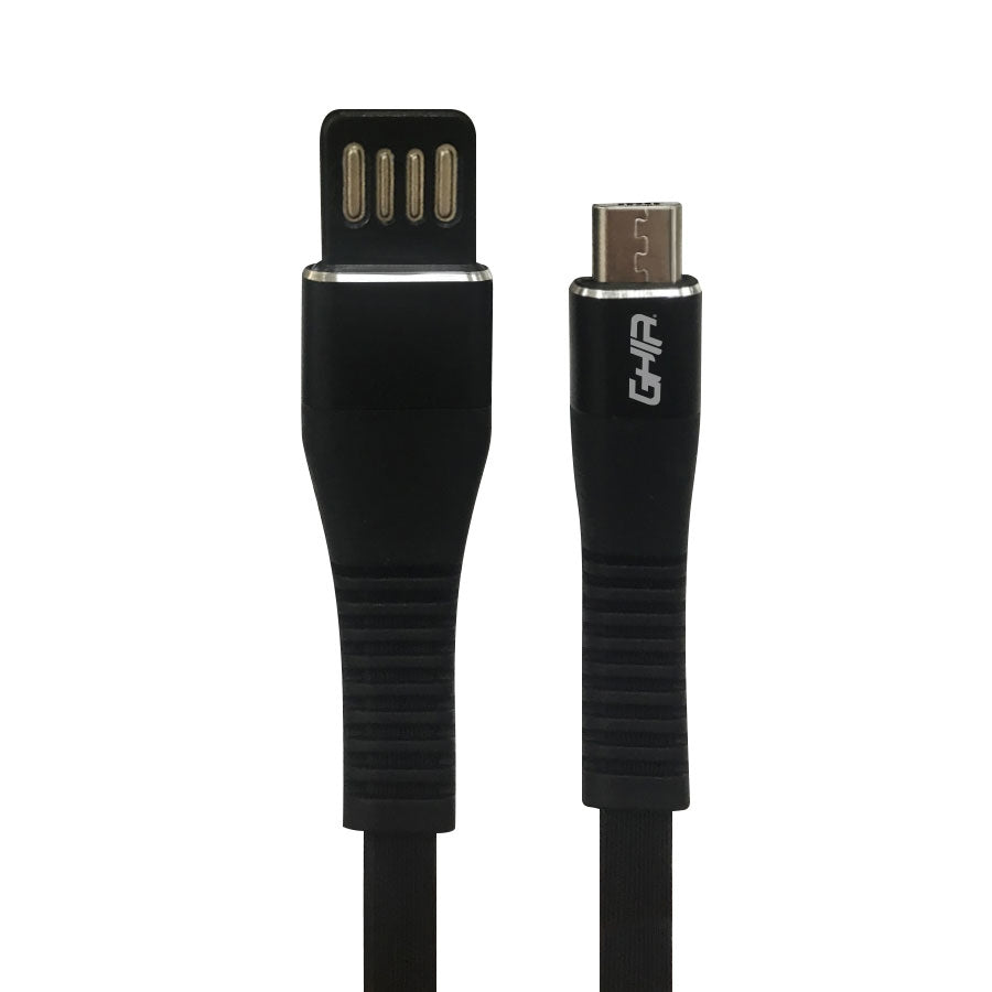 Cable Micro Usb Ghia Plano Reversible/Bilateral Color Negro De 1M