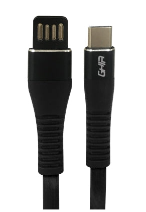 Cable Usb Tipo C Ghia Plano Reversible Color Negro De 1M