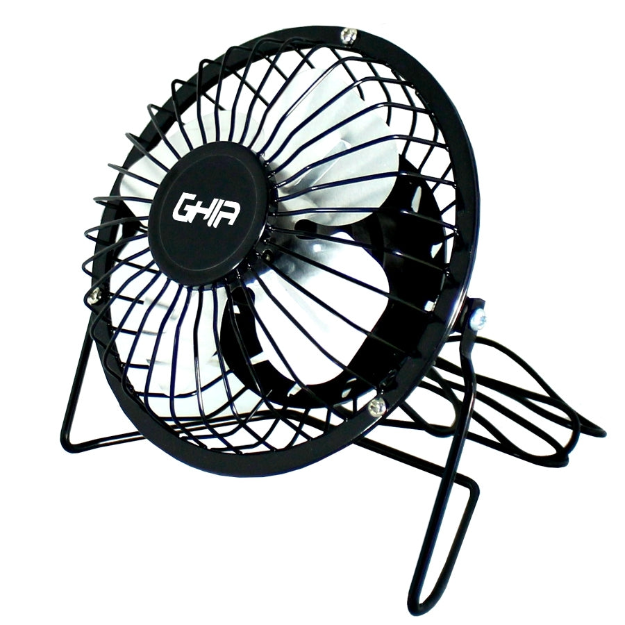 Mini Ventilador De Escritorio Ghia Metalico Color Negro Alimentacion Usb