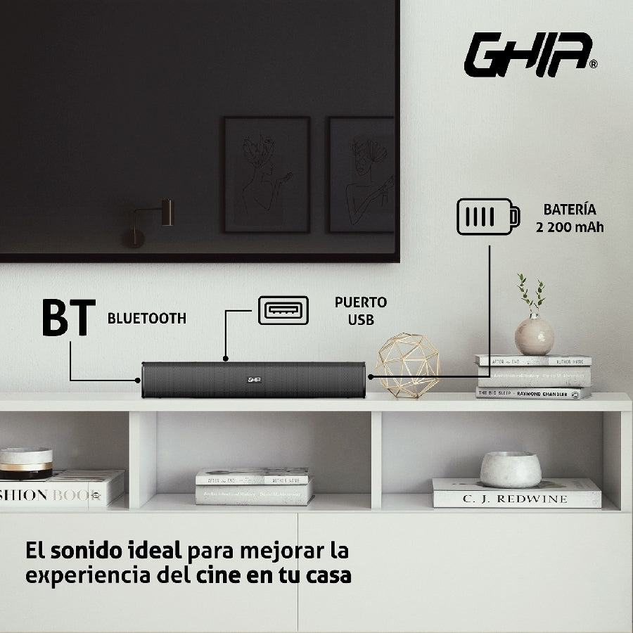 Mini Barra De Sonido Portatil / 2.0 Canales/Recargable /Bluetooth/ Usb/ Aux/ Fm/ 20W Rms