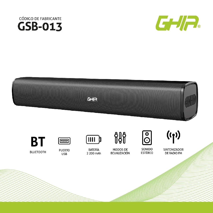 Mini Barra De Sonido Portatil / 2.0 Canales/Recargable /Bluetooth/ Usb/ Aux/ Fm/ 20W Rms