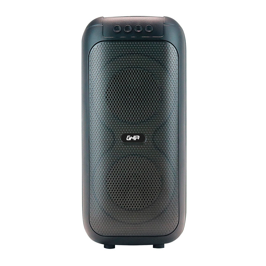 Bafle Ghia Amplificado Doble Bocina 4 Pulg Recargable /Bt/Tws/Usb/Mic/Fm/Luz Led Secuencial