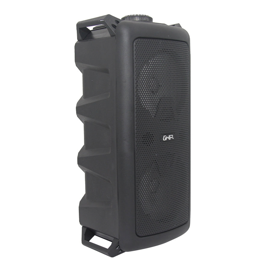 Bafle Amplificado Ghia Doble Bocina 6.5 Pulg Recargable /Bt/Usb/Microsd/Mic/Cont.R./ Luz Led