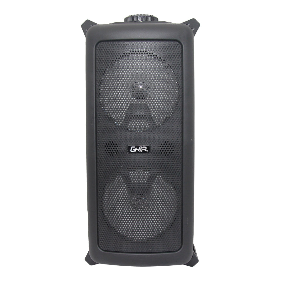 Bafle Amplificado Ghia Doble Bocina 6.5 Pulg Recargable /Bt/Usb/Microsd/Mic/Cont.R./ Luz Led