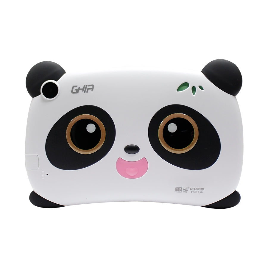 Tablet Ghia Kids Panda 7 Pulgadas/Quad Core/1Gb/8Gb/2Cam/Wifi/Bluetooth/2500Mah/Android 8.1 Go Edition / Blanco Con Negro Ojos Cafes