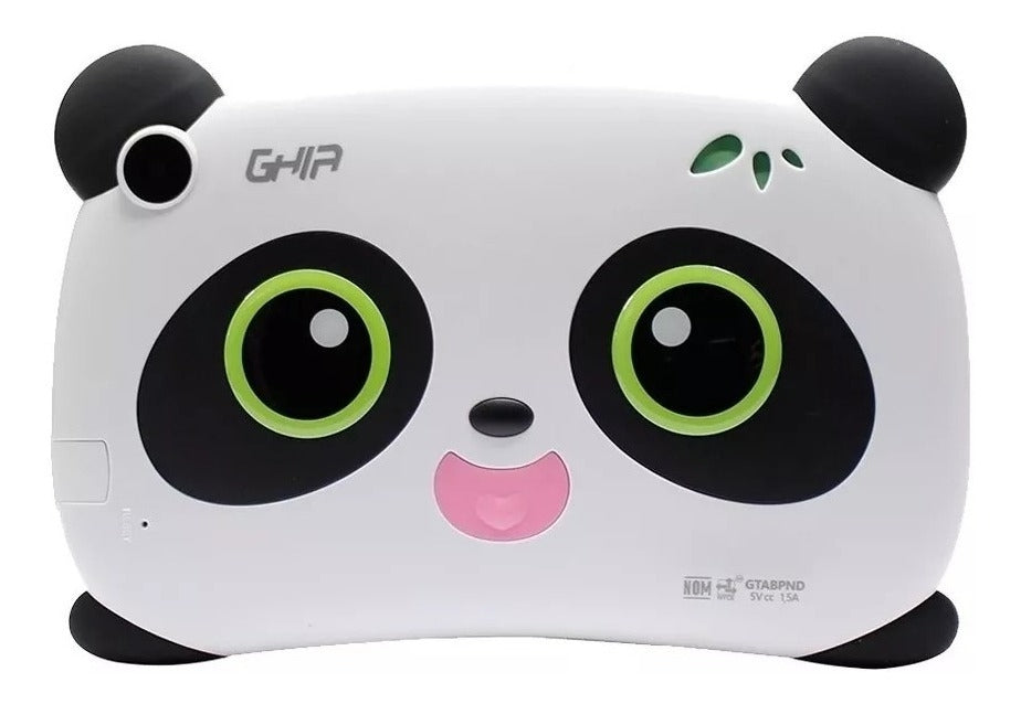 Tablet Ghia Kids Panda 7 Pulgadas/Quad Core/1Gb/8Gb/2Cam/Wifi/Bluetooth/2500Mah/Android 8.1 Go Edition / Blanco Con Negro Ojos Verdes