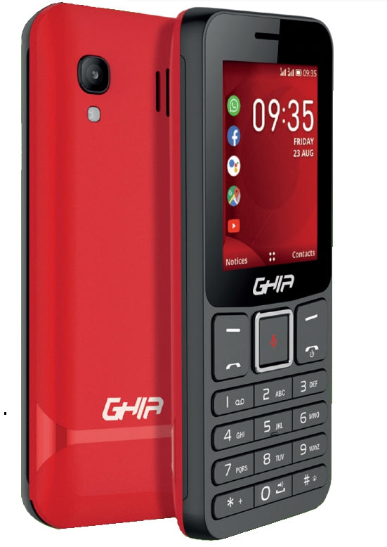 Ghia Smart Feature Phone 3G Kox1/ Kaios / 2.4 Pulg / Dual Core / Dualsim / 512Mb 4Gb / Wifi / Bt / Rojo