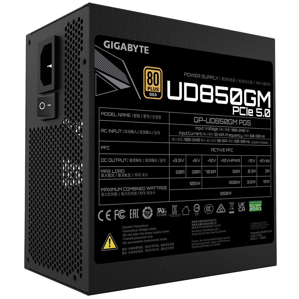 Fuente De Poder Gigabyte 850W/80 Plus Gold /Negro/Atx/Modular