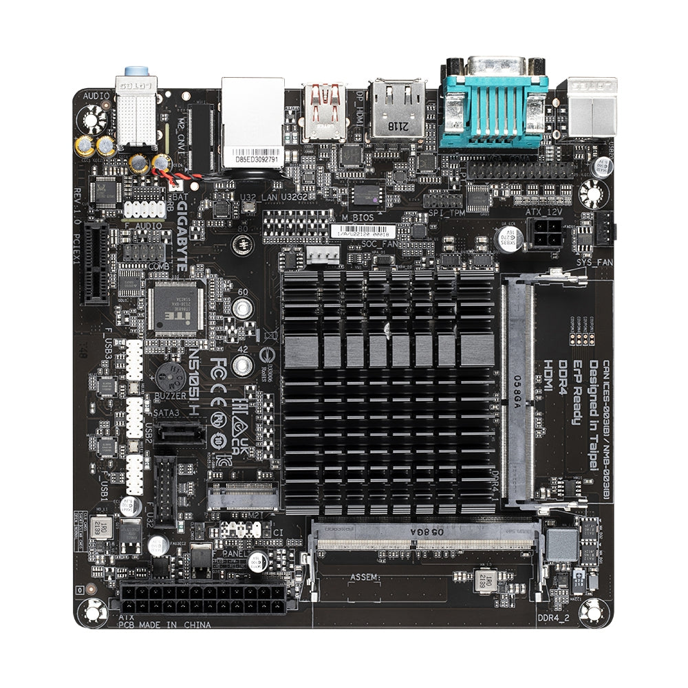 Mb Gigabyte Cpu Integrado Intel Celeron  N5105 /2X So-Dimmddr4 2400/2133 Mhz /1 Hdmi/4Xusb /Mini Itx/Gama Basica