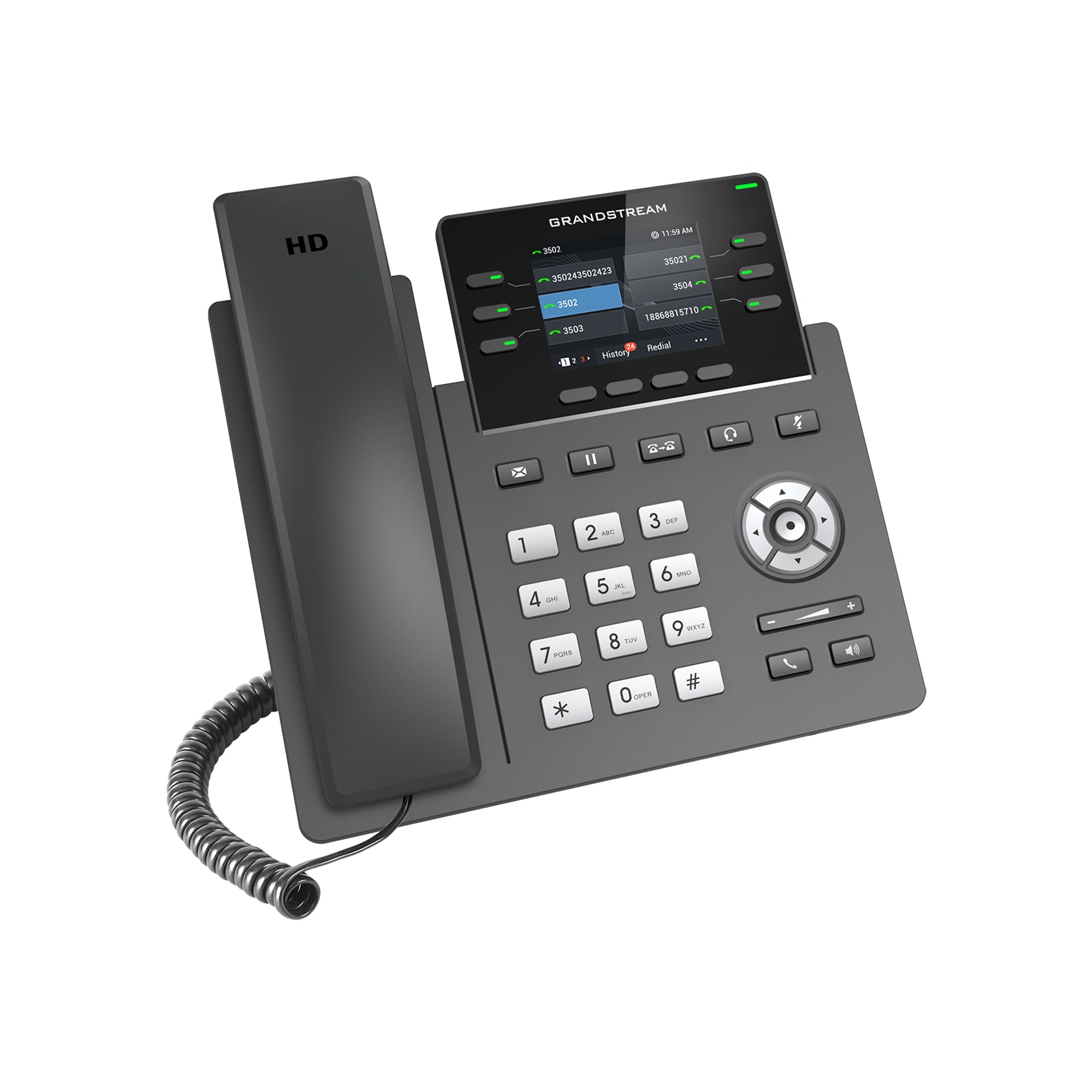 Telefono Ip 3 Cuentas Sip, Pantalla A Color, Audio Hd, 24 Teclas Blf Digitales, Soporta Poe, Puertos De Red Giga.