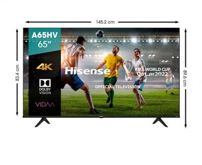 Pantalla Hisense 65A65Hv Televisor Pulgadas Led 4K Uhd 3840 X 2160 Pixeles Smart Vidaa