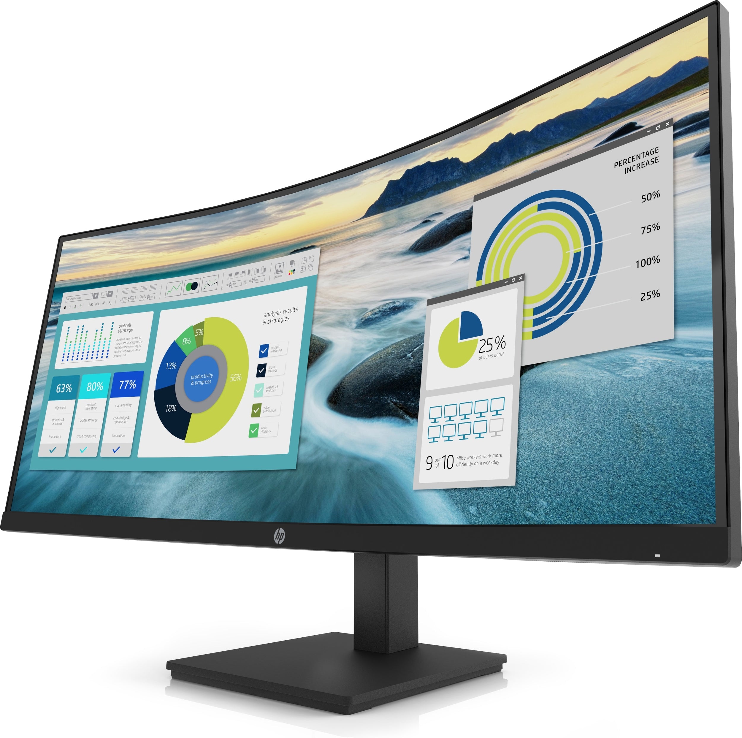 Monitor Hp P34Hc G4/ Ips-Led 34 Curvo/ Resolucion 3440X1440/ Bocinas/ Dp-Hdmi/ 4 Puertos Usb 3.2/ 1 Usb-Type C (Carga 65W)/ Cables Hdmi-Usb C-Dp/ No Rj45/ No Webcam/ Vesa 100/ 3-3-0