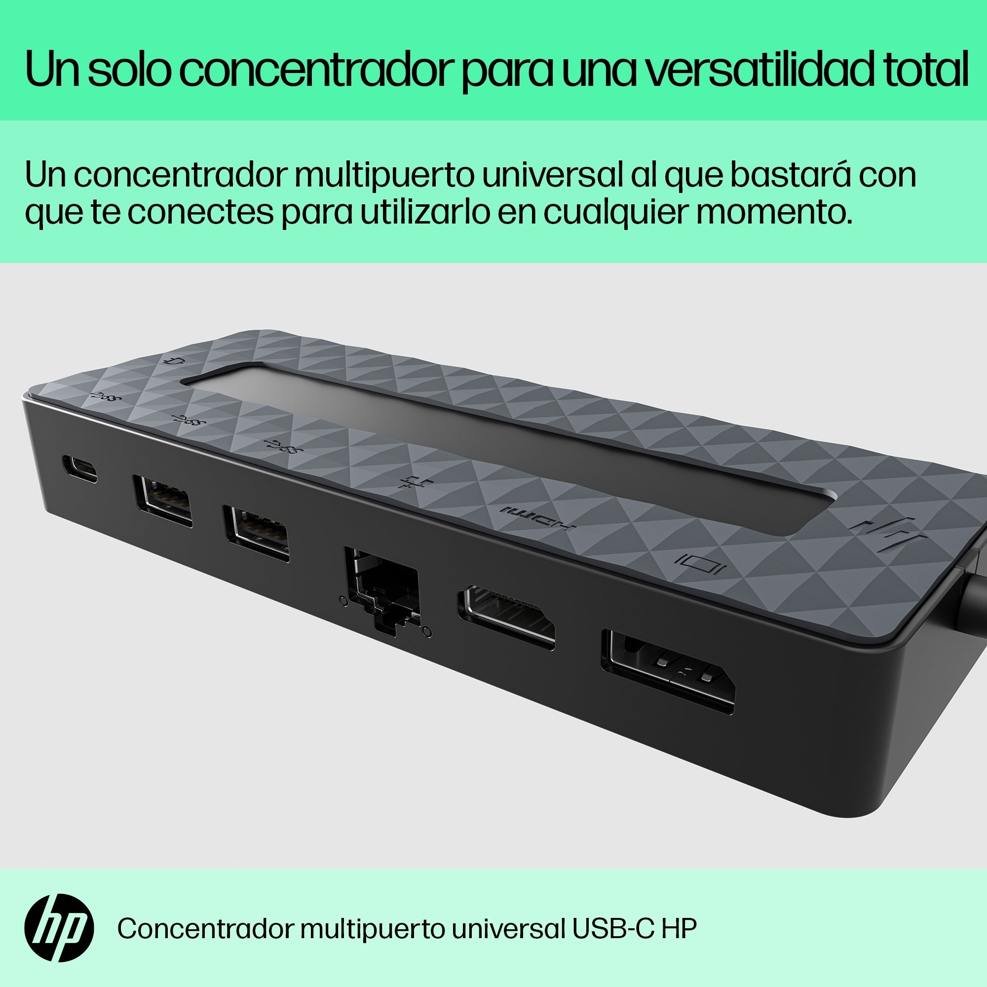 Hub Hp 50H55Aa Multipuerto Usb-C Universal Conexión De Datos Video O Red[4]. 1 Hdmi 2.0 Displayport™ 1.2 Puertos Usb-A Usb-C®[1]