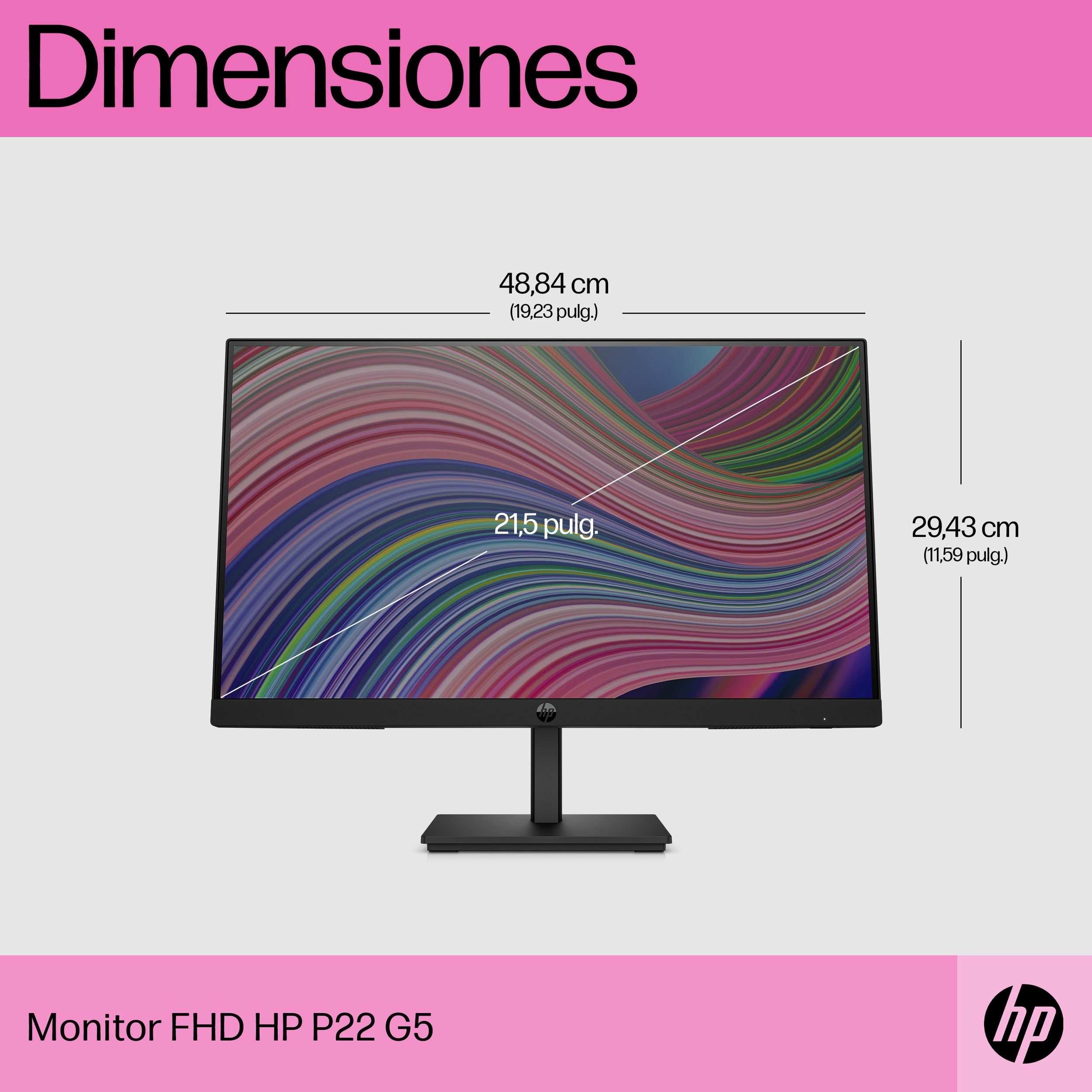 Monitor Hp 64X86Aa#Aba P22 G5 21.5 Pulgadas 1920 1080 Pixeles Negro 3 Años De Garantia