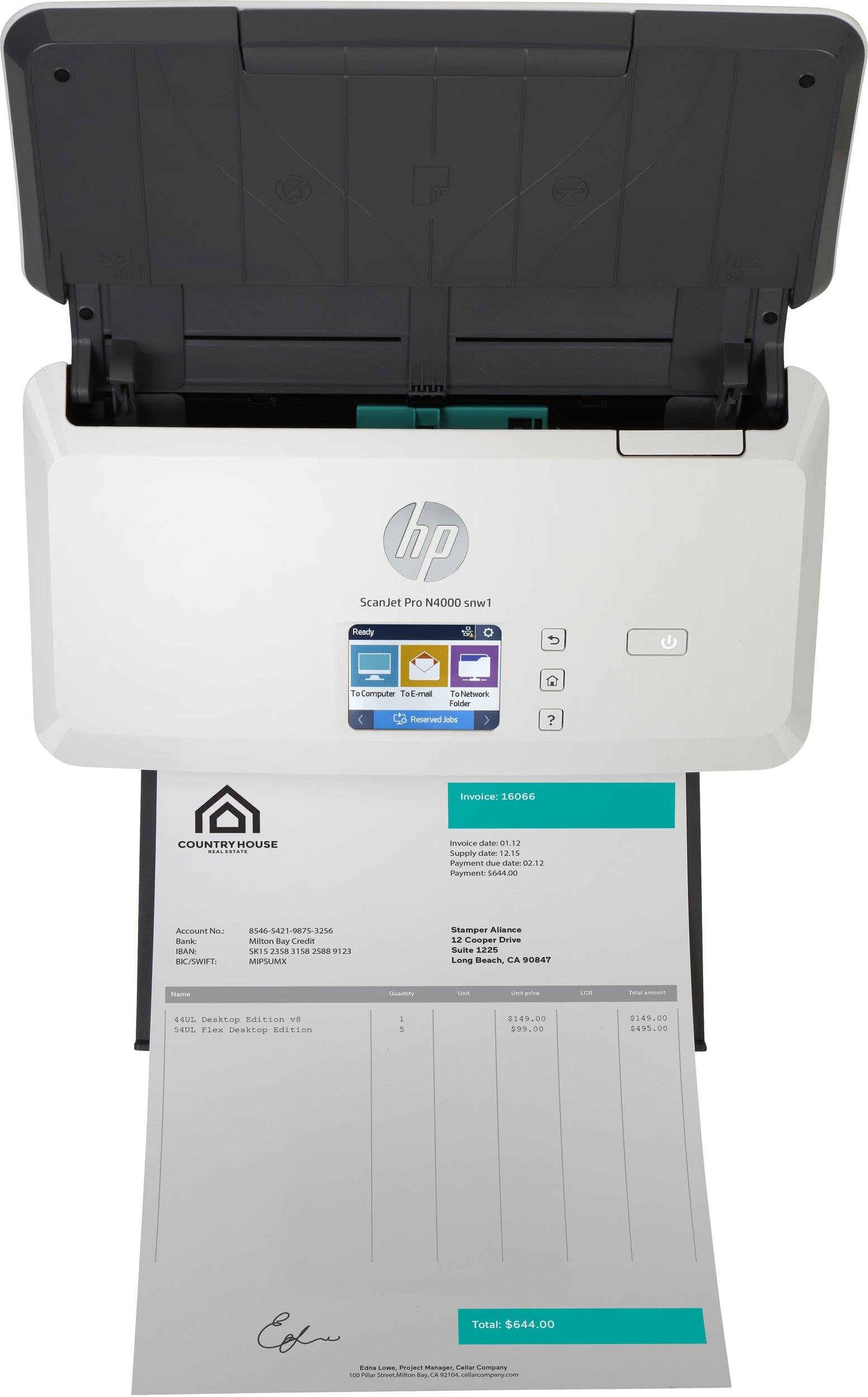 Hp N4000 Escáner Scanjet Pro Snw1 6Fw08A