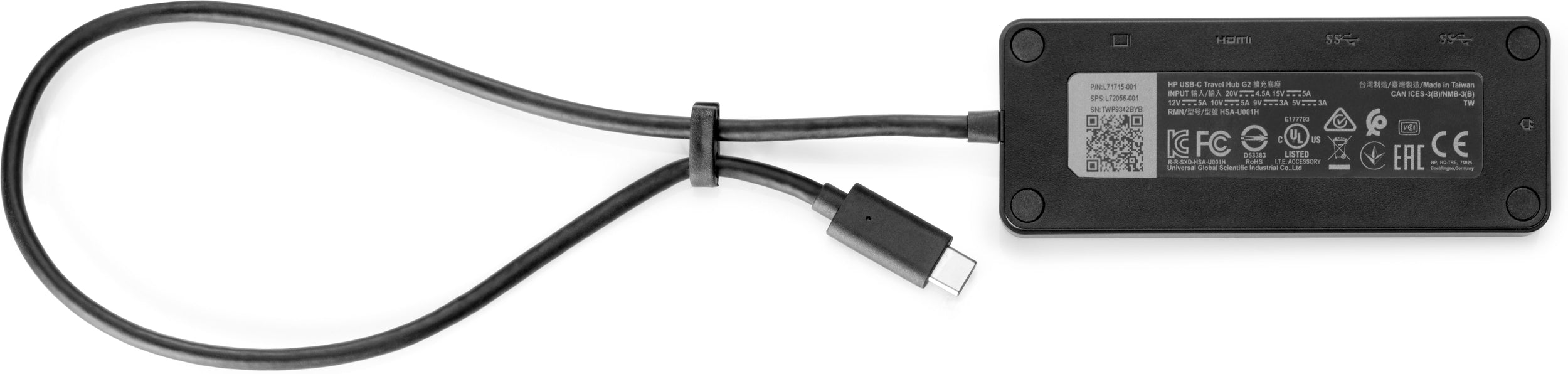 Hp Usb-C Travel Hub Hdmi Vga A 7Pj38Aa Type-C Hdmi: 3840 X 2160 30 Hz; Vga: 1080P Puertos Usb-A 3.0 De Carga