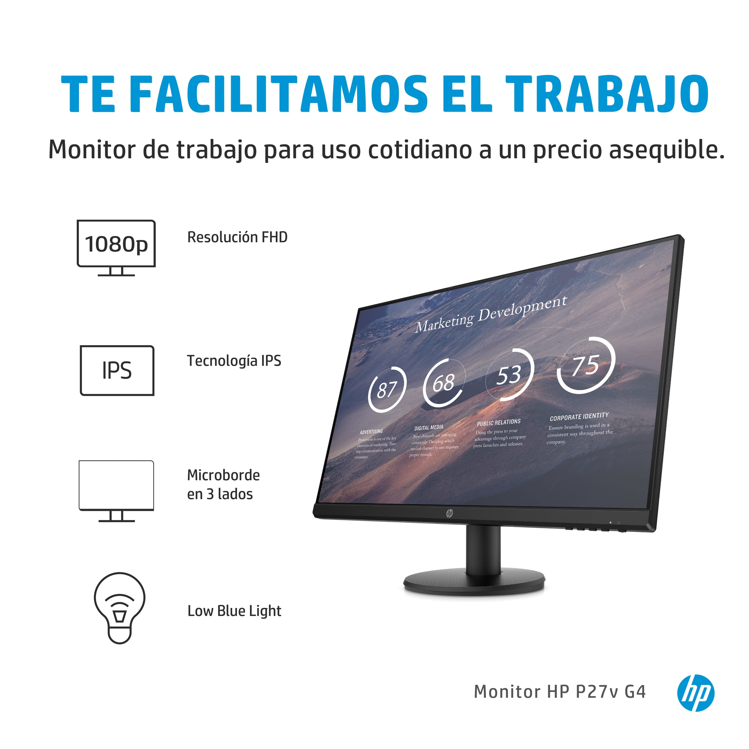 Monitor Led Hp 27 P27V Resolucion 1920 X 1080/Vga / Hdmi / Vesa 100 / 3-3-3