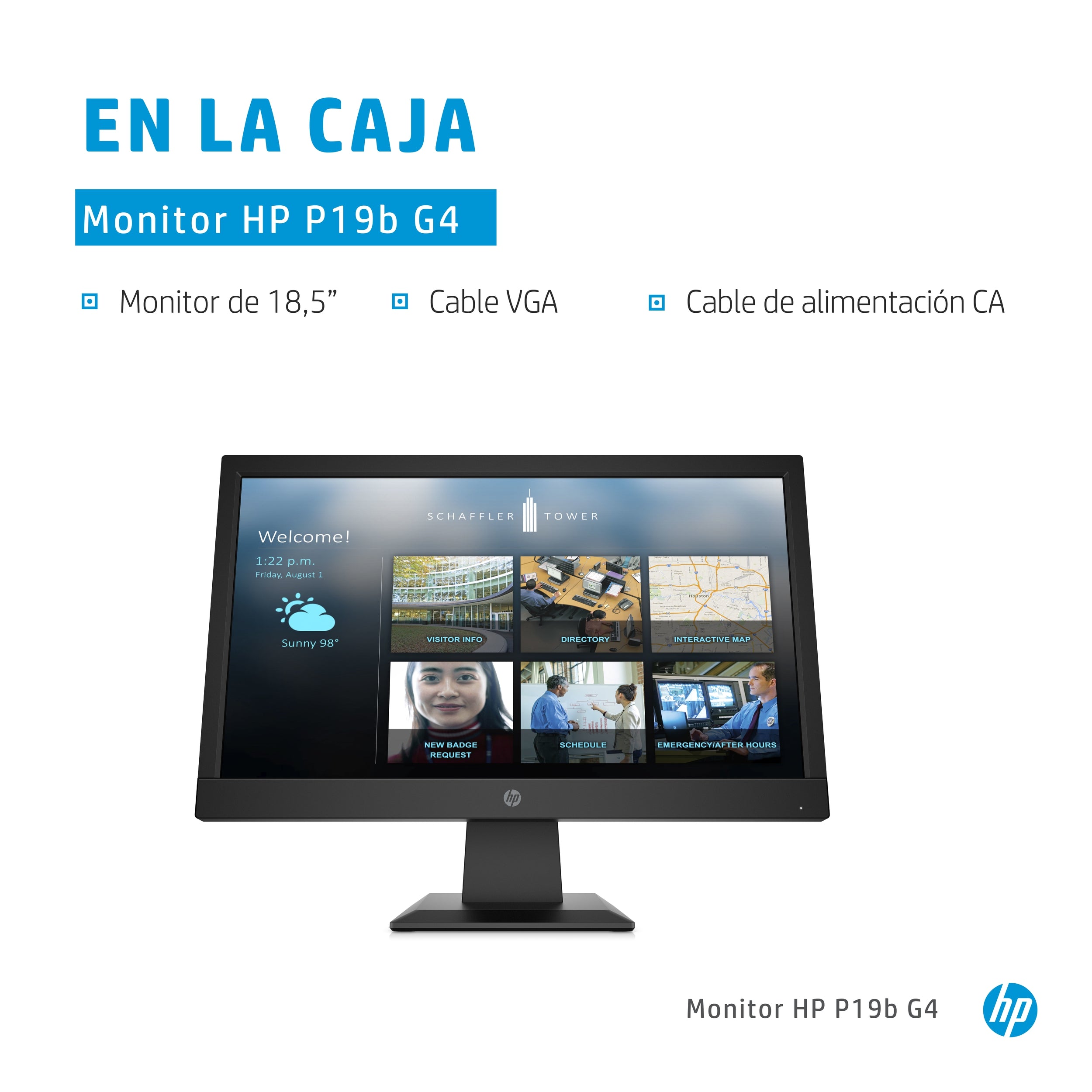 Monitor. Hp 9Ty83Aa#Aba P19B G4 18.5 Pulgadas 1366 X 768 Pixeles Negro Hdmi Vga Garantía Años