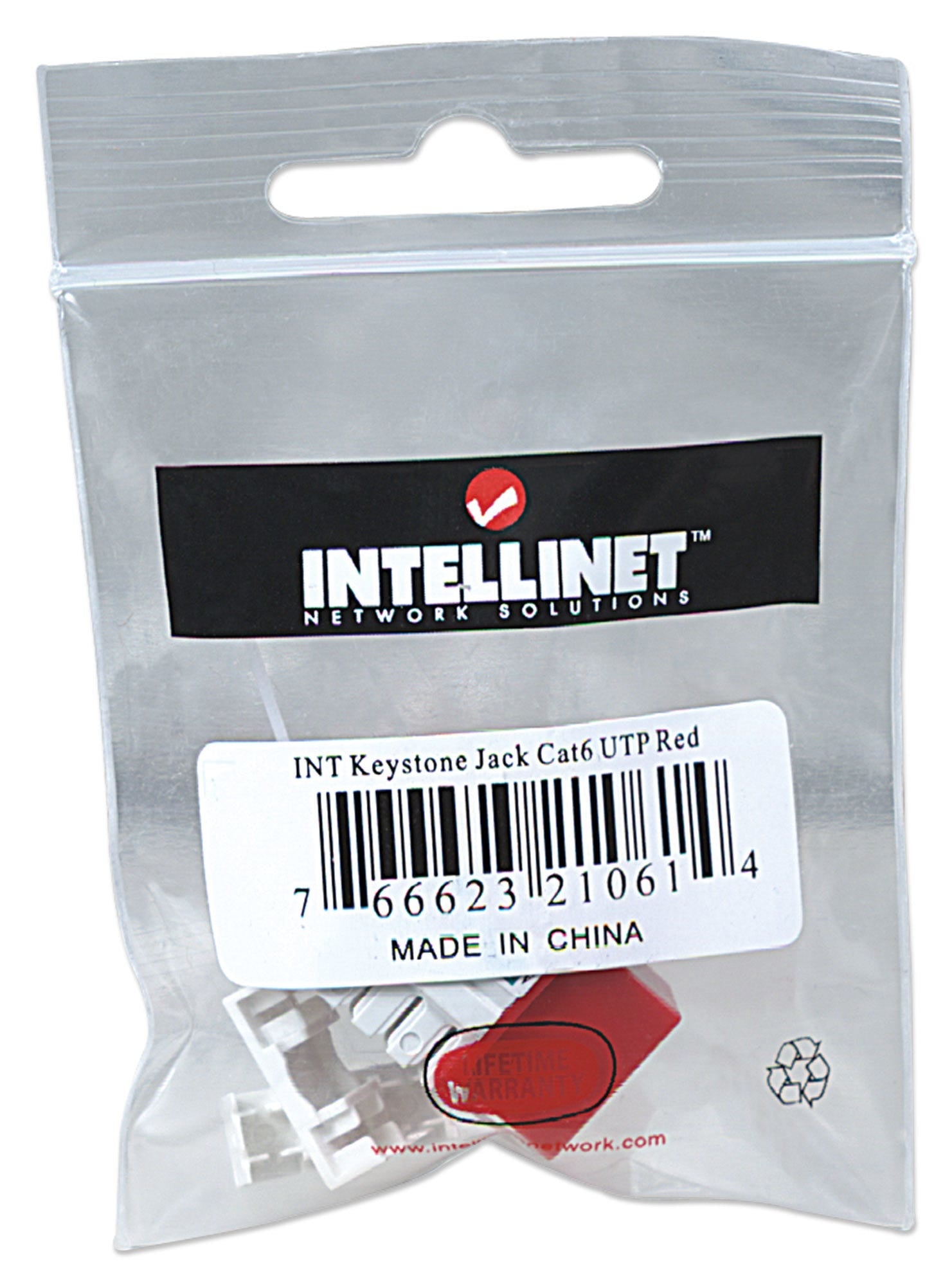 Jack De Impacto Utp Cat6 Calibre 22 Al 26Awg Intellinet Rojo 210614