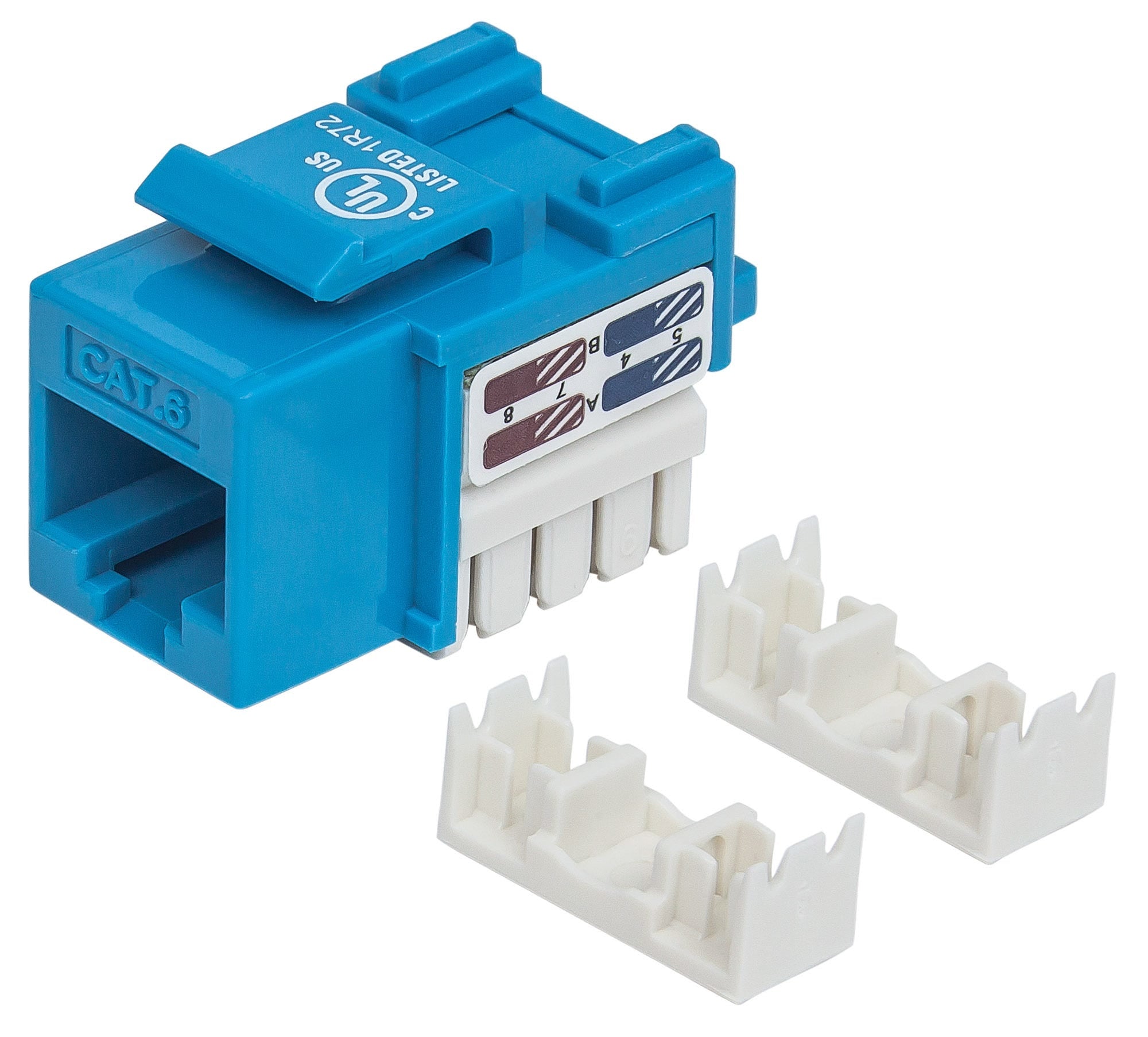 Jack Intellinet 210737 Rj45 Cat6 Keystone De Impacto Azul Para Uso Con Cable Sin Blindaje (Utp) Compatible Herramientas 110 Y Krone.