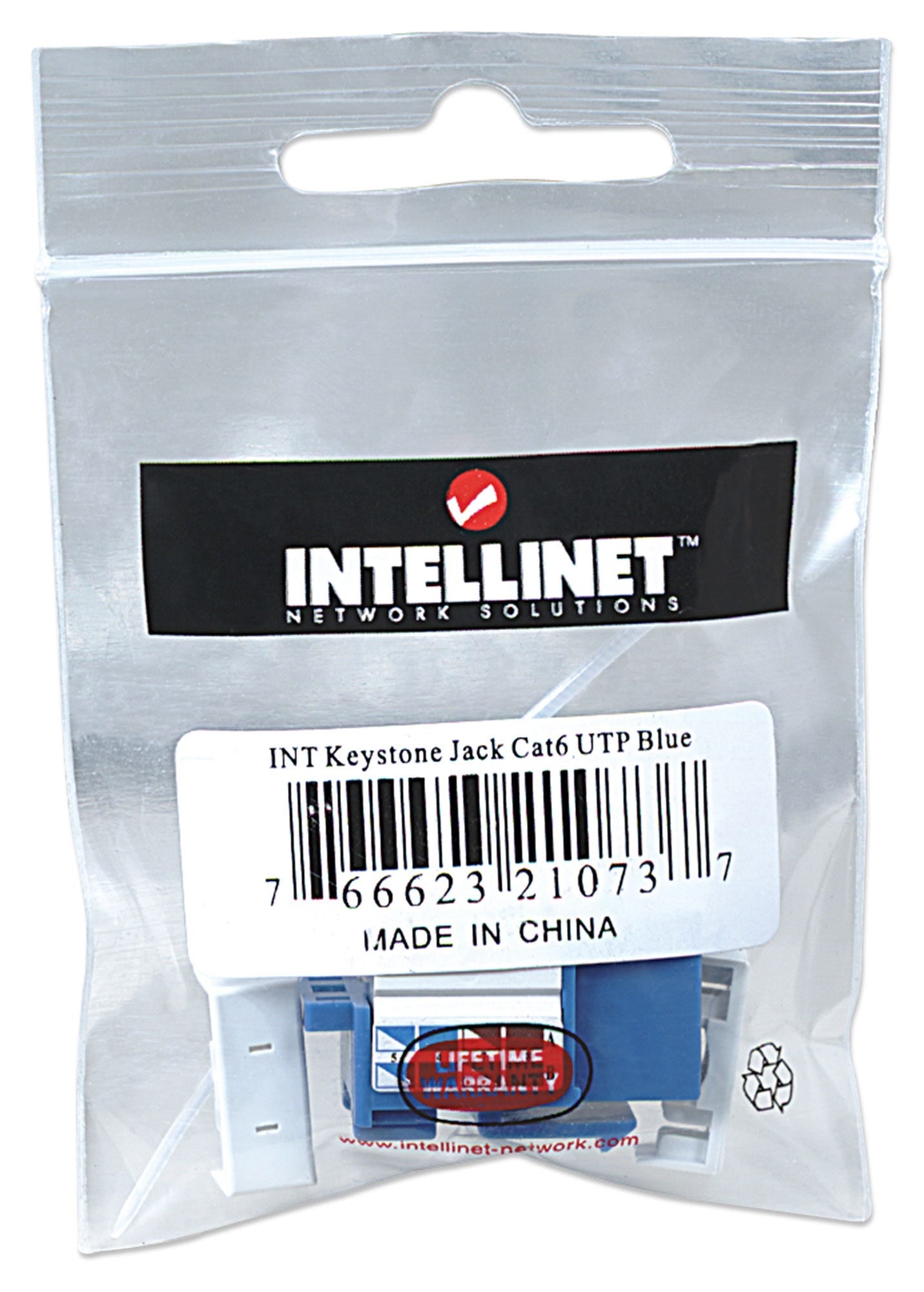 Jack Intellinet 210737 Rj45 Cat6 Keystone De Impacto Azul Para Uso Con Cable Sin Blindaje (Utp) Compatible Herramientas 110 Y Krone.