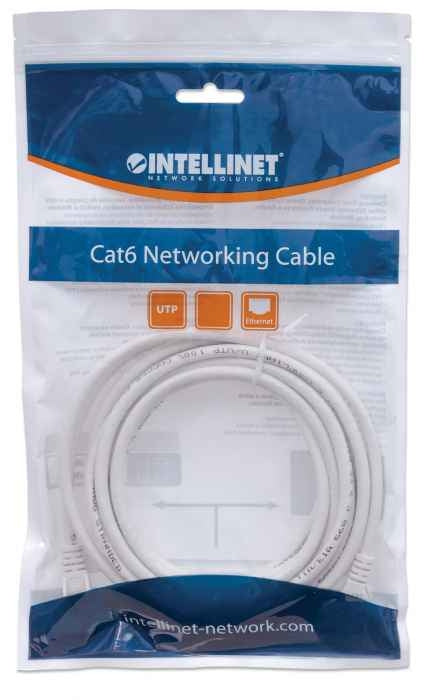 Cable De Red Patch Cat6 Intellinet Rj45 7.6 Metros 25 Ft  Color Blanco