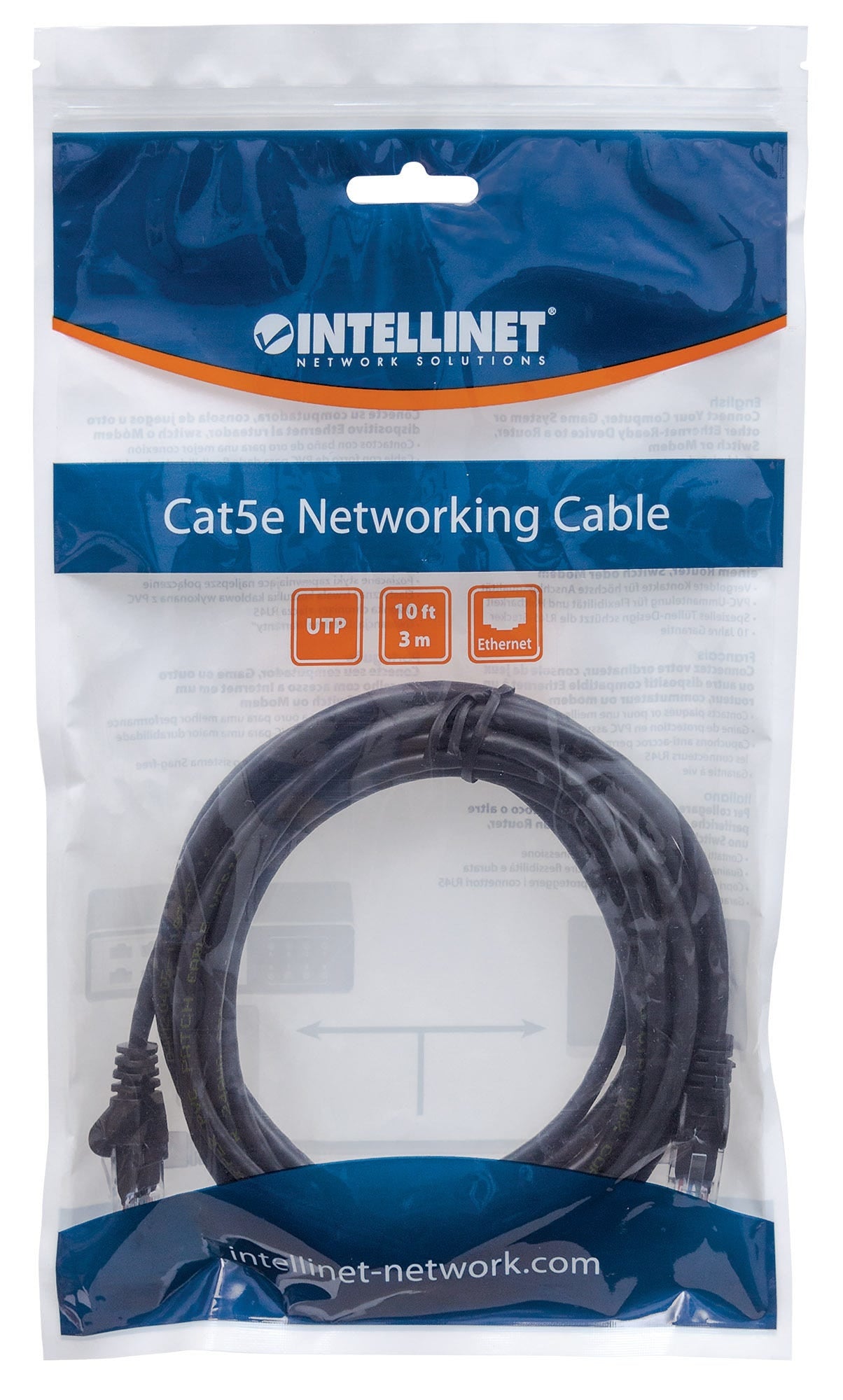 Cable De Red Intellinet 342032 Cat6 0.5M Color Negro; Contactos Baño Oro Para Una Mejor Conexión.