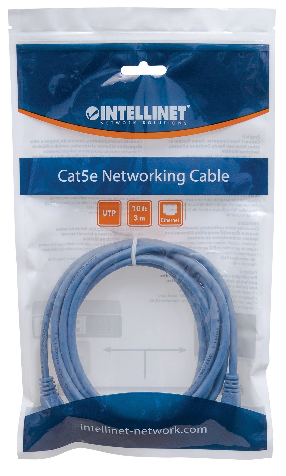 Cable De Red Cat6 Intellinet 342599 Utp Rj45 Macho / Macho2.0 Mcolor Azulcontactos Con Baño Oro Para Una Mejor Conexión.