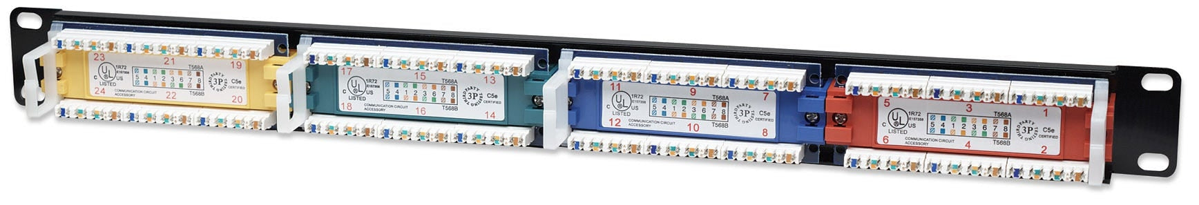 Panel Parcheo Intellinet 513678 Cat 5E 24 Ptos 1U Identificacion De Color