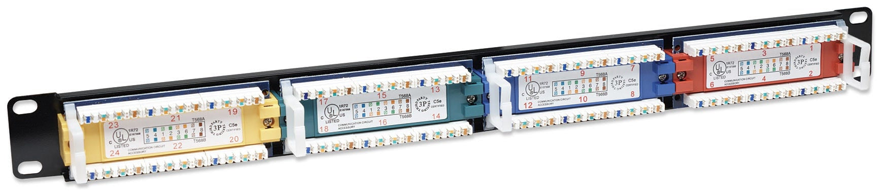 Panel Parcheo Intellinet 513678 Cat 5E 24 Ptos 1U Identificacion De Color