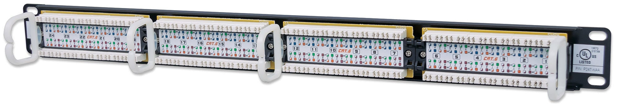 Panel De Parcheo Intellinet 520959 Cat6 24 Puertos 1U; Soporta Cable Trenzado Sólido Y Multifilar Calibres 22 26 Awg.