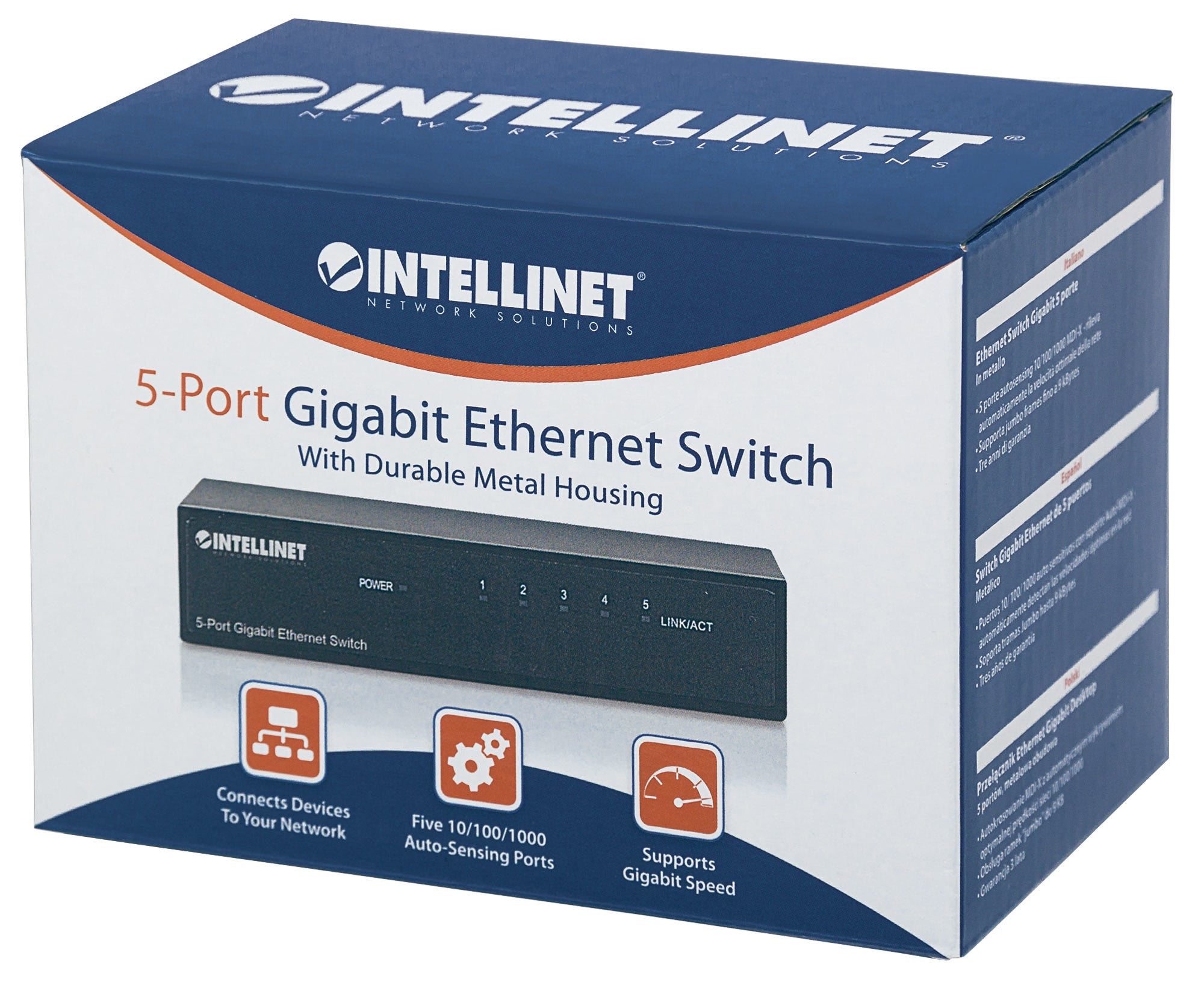 Switch Gigabit Intellinet 5 Ptos Metal Escritorio 530378