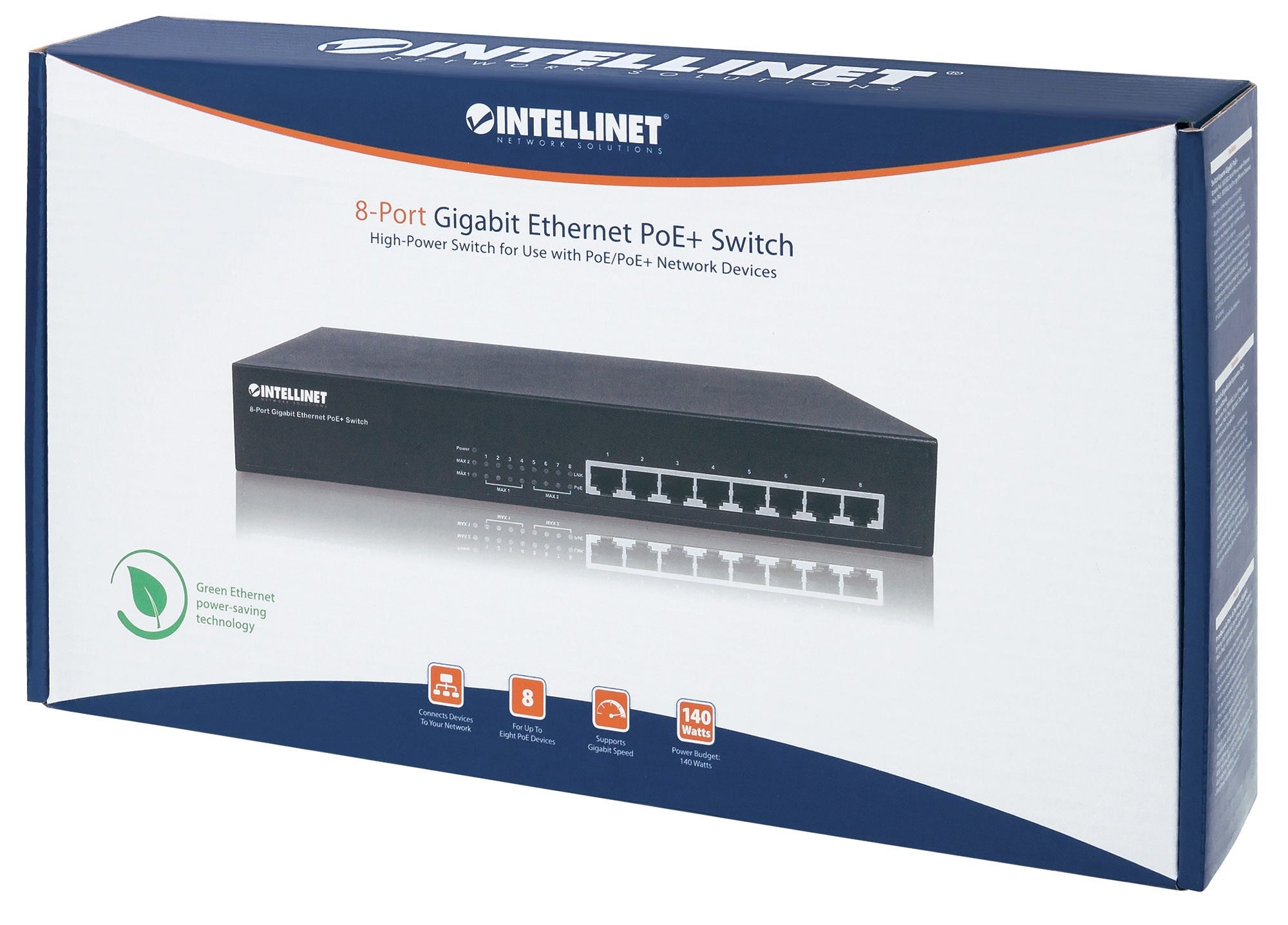 Poe Switch Intellinet Gb 8 Ptos 30W/Pto, 140W Escritorio/Rack 560641