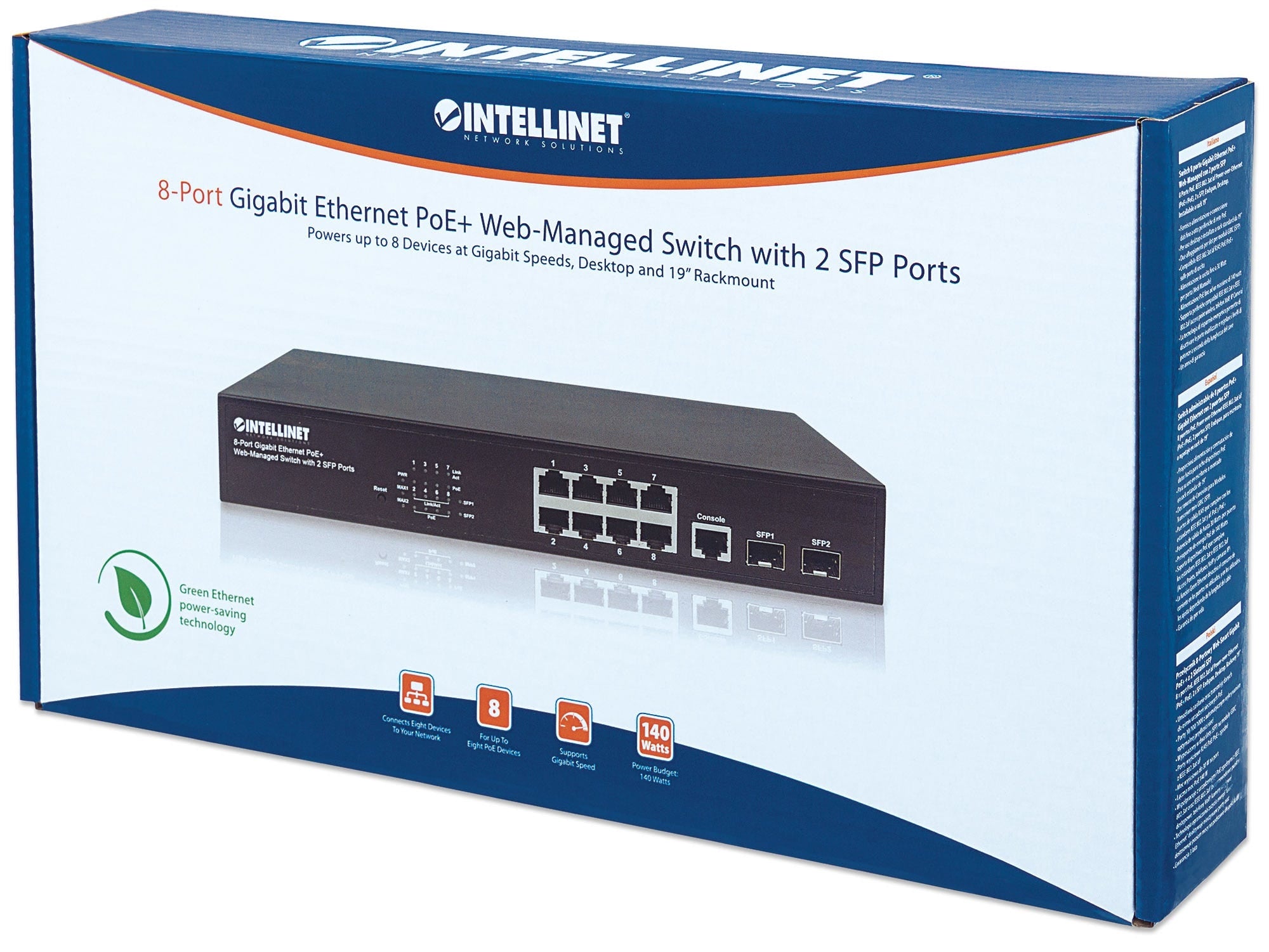 Poe Switch Intellinet Gb 8 Ptos 30W/Pto, 140W, Admin + 2 Sfp 561167