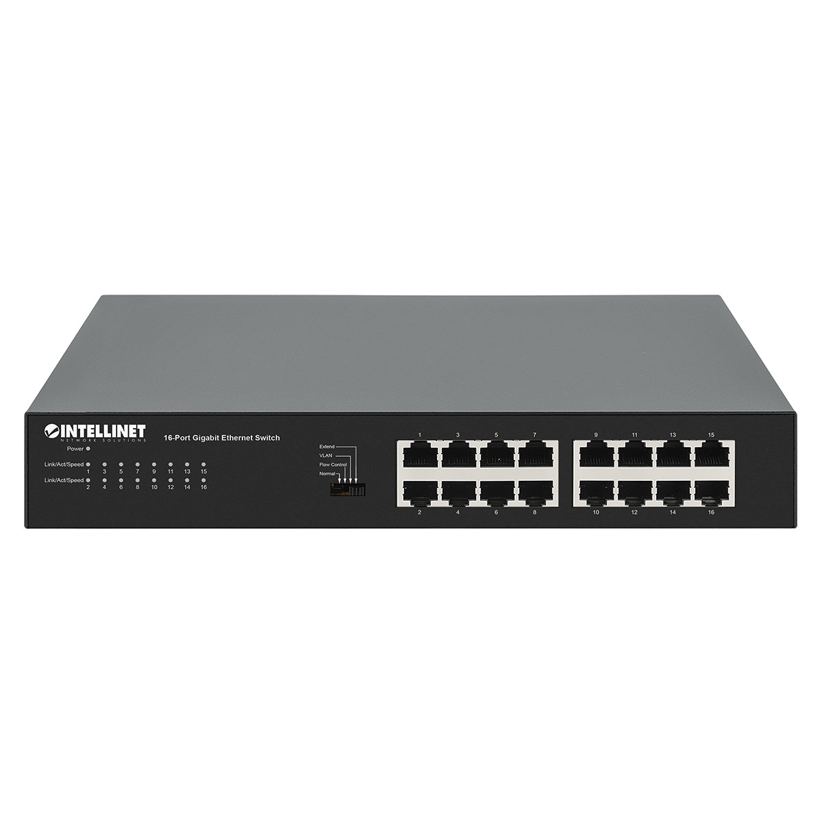 Switch Intellinet 561815 Gigabit Ethernet De 16 Puertos Para Escritorio Incluye Soportes Opcionales Montaje En Rack 19"