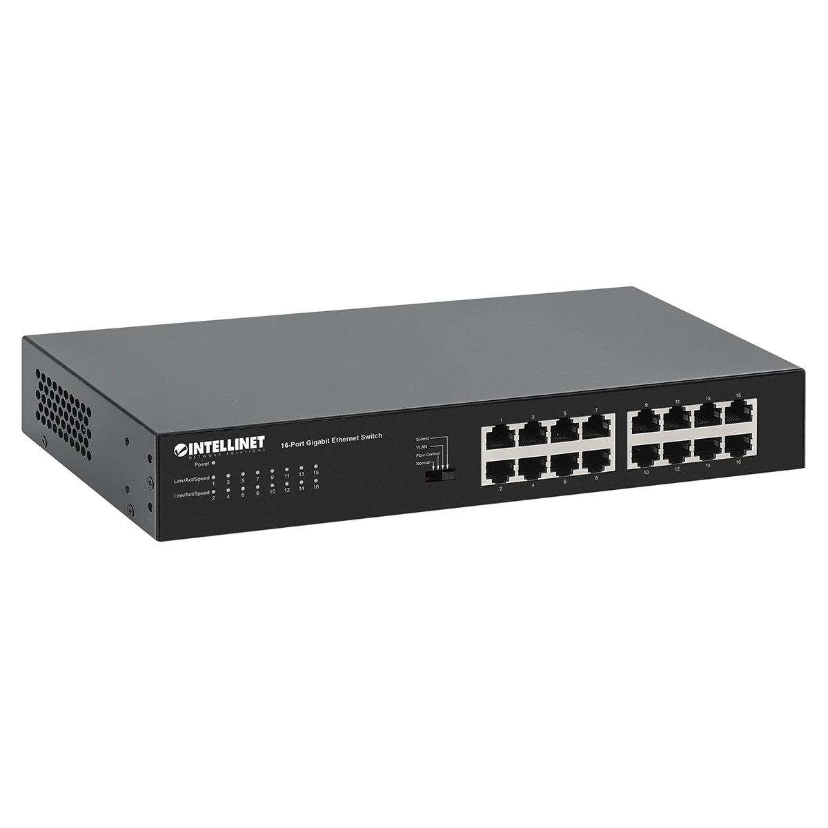 Switch Intellinet 561815 Gigabit Ethernet De 16 Puertos Para Escritorio Incluye Soportes Opcionales Montaje En Rack 19"