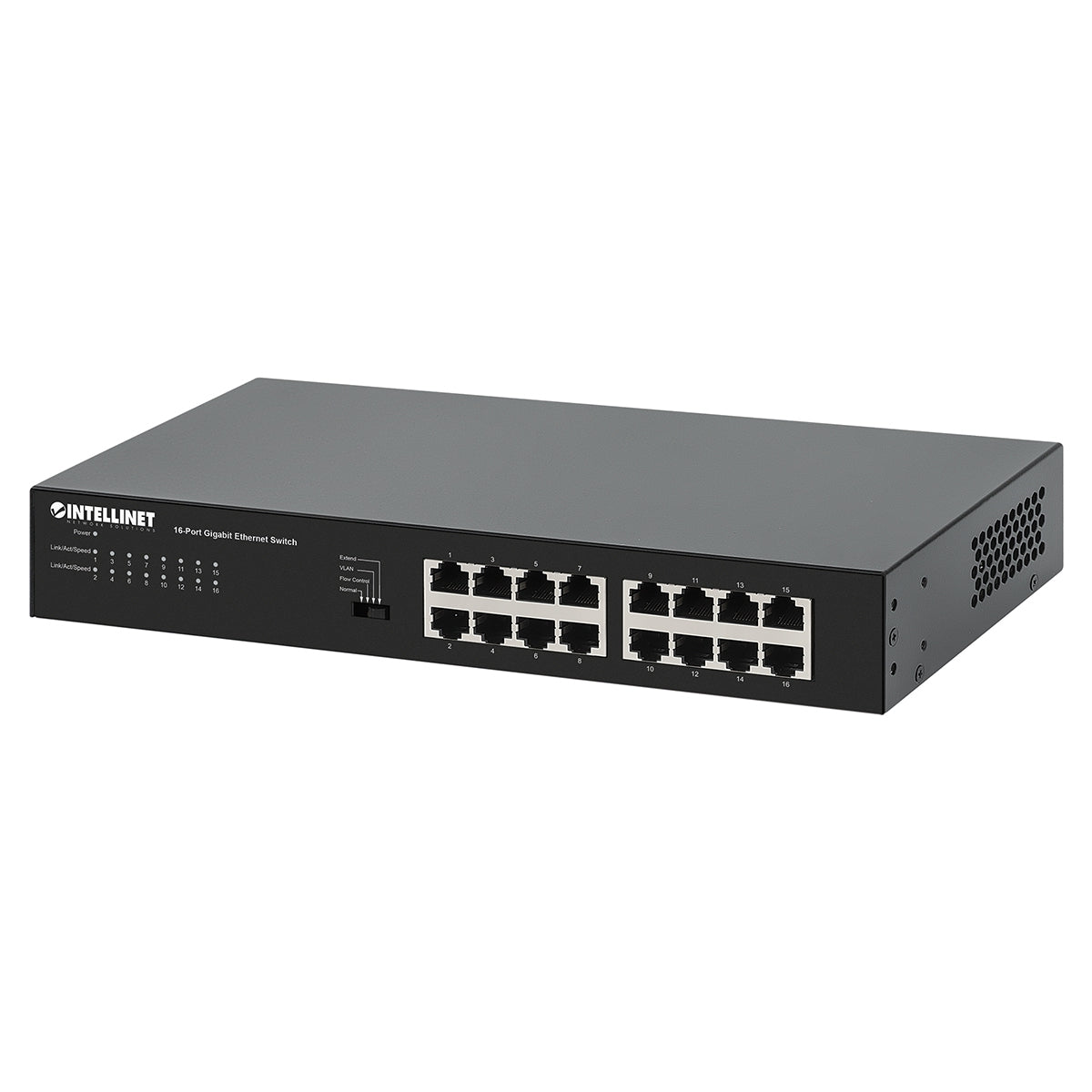 Switch Intellinet 561815 Gigabit Ethernet De 16 Puertos Para Escritorio Incluye Soportes Opcionales Montaje En Rack 19"