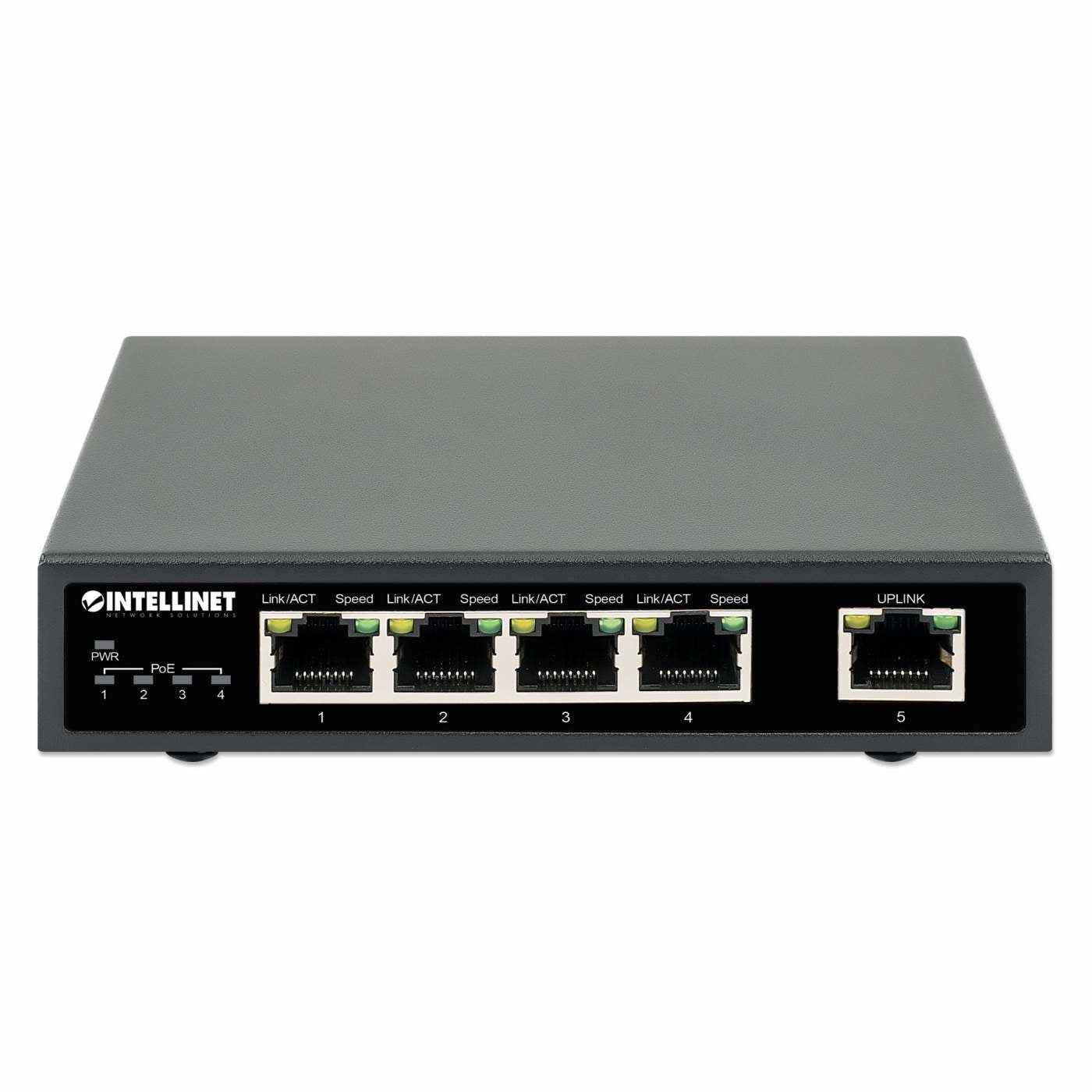 Switch Poe+ Con 5 Puertos Gigabit Intellinet 561839 Negro