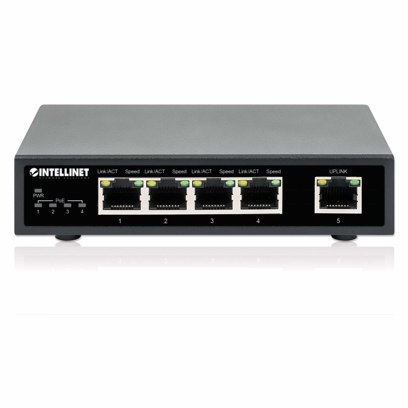 Switch Poe+ Con 5 Puertos Gigabit Intellinet 561839 Negro