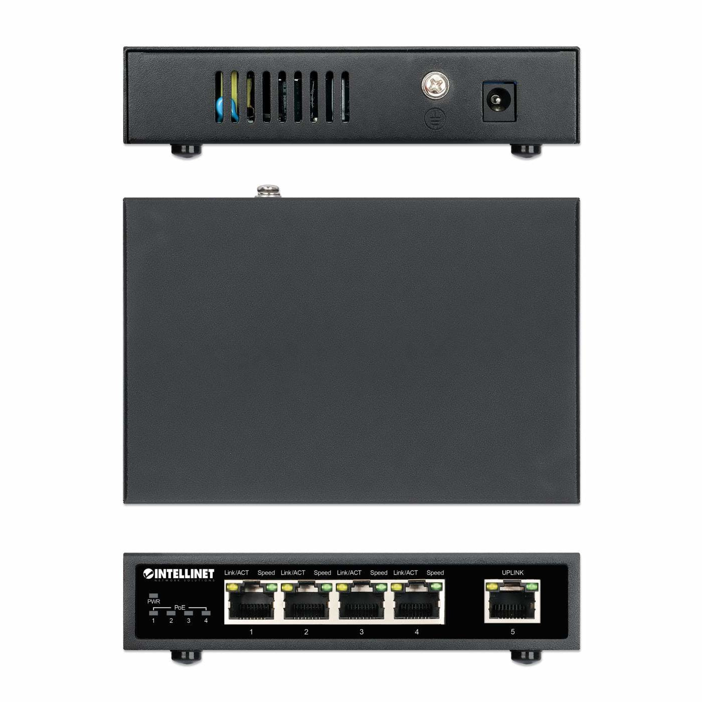 Switch Poe+ Con 5 Puertos Gigabit Intellinet 561839 Negro