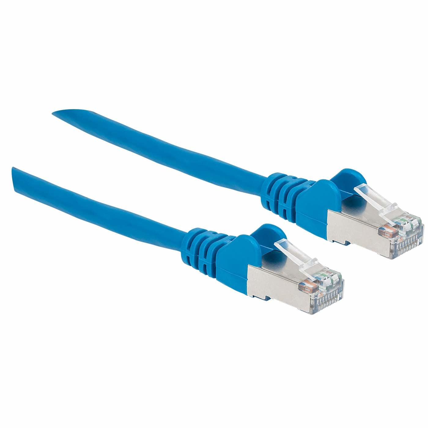 Cable De Red Cat6A S/Ftp Intellinet 741484 2.1 M Azulcon Blindaje Trenzado Aluminio Y Lámina Mylar Alrededor Cada Par.