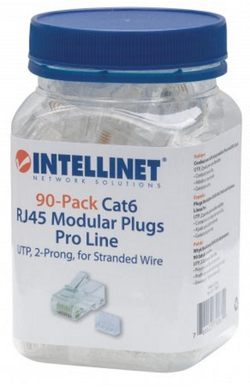 Plug Intellinet Rj45 Cat 6 Utp Multifilar Pro 90 Pzas 50 Micras 790611