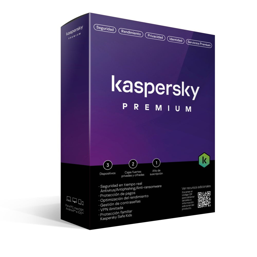 Kaspersky Premium / 3 Dispositivos / 1 Año / Caja
