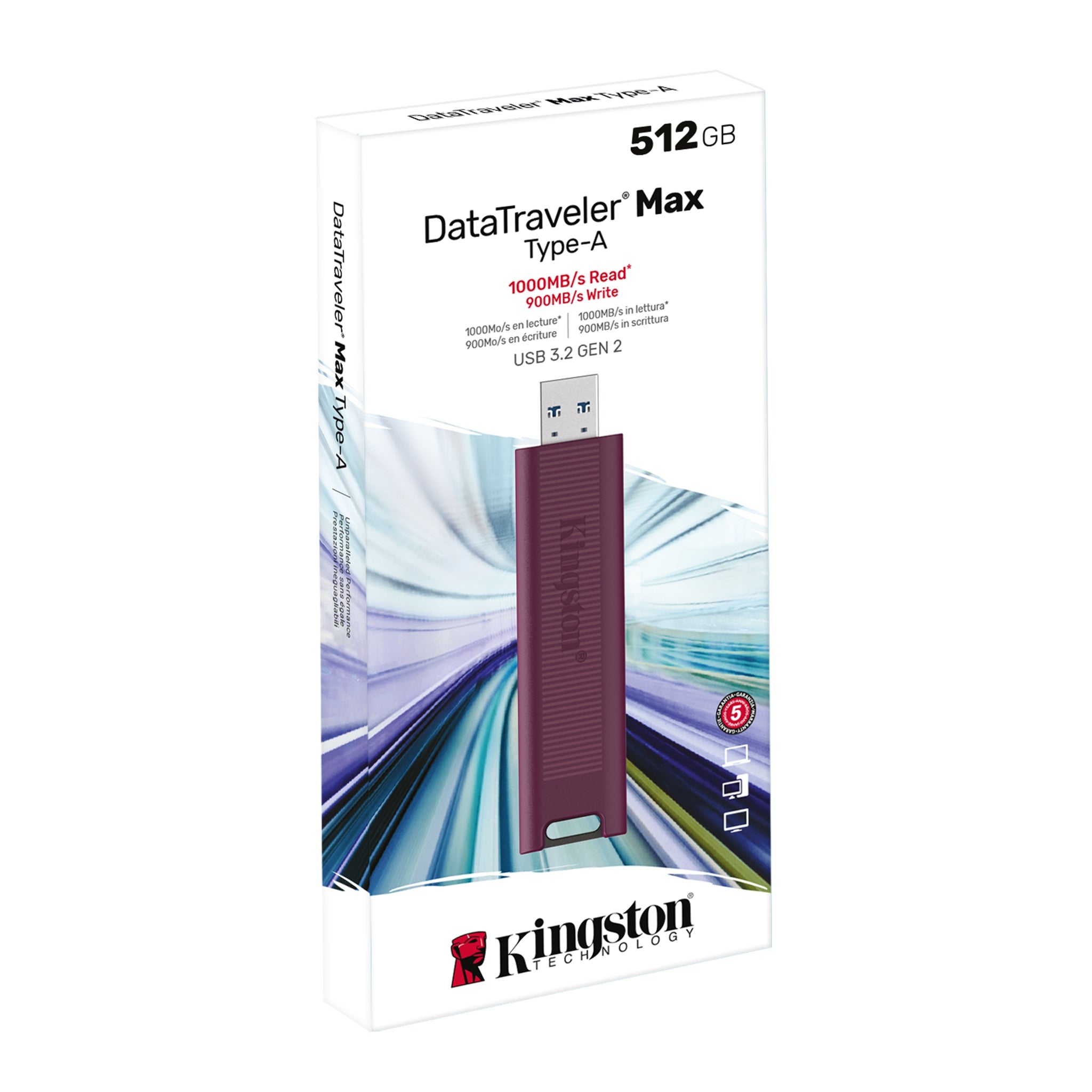 Memoria Flash Kingston 512Gb Gen2 3.2 Datatraveler Max-A(Dtmaxa/512Gb)