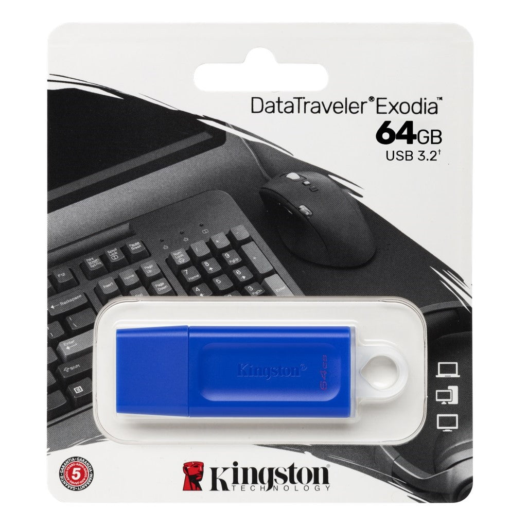 Memoria Usb Kingston Technology Datatraveler Exodia 64Gb 3.2 Gen 1 Azul
