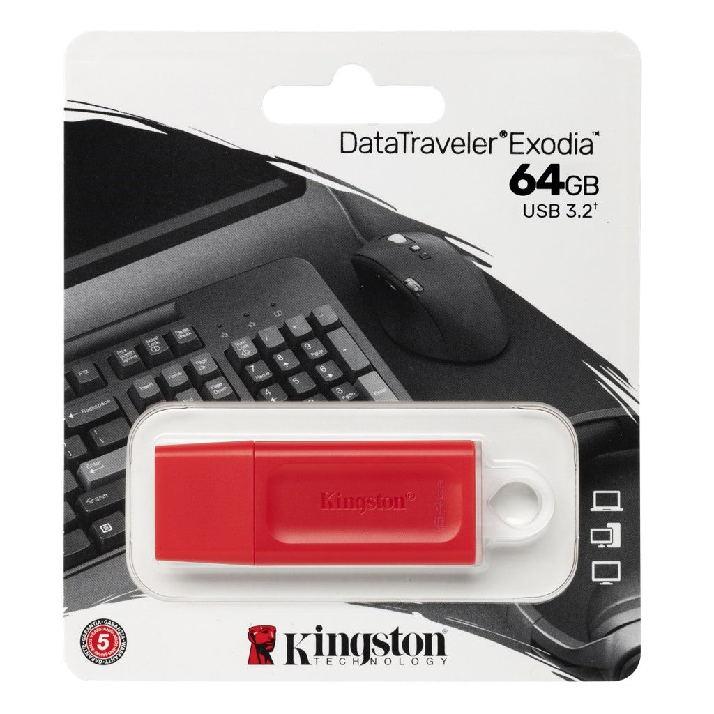 Memoria Usb Kingston Technology Datatraveler Exodia 64Gb 3.2 Gen 1 Rojo