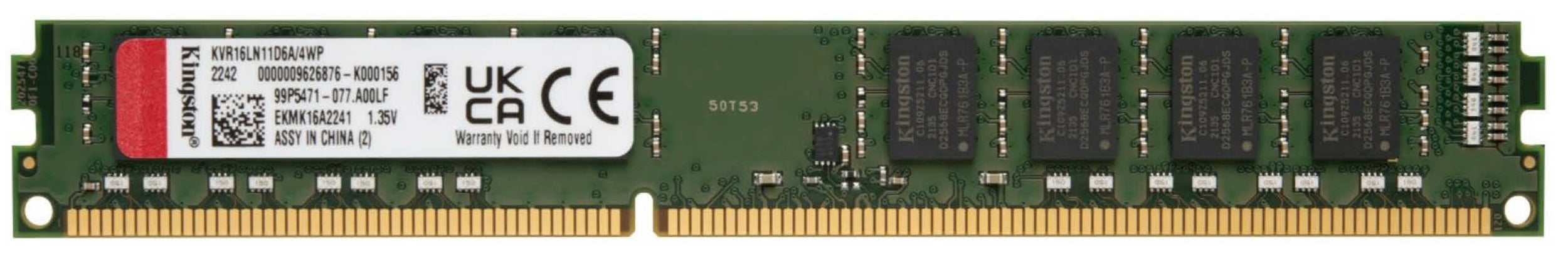 Memoria Kingston Udimm Ddr3 4Gb 1600Mt/S Valueram Cl11 204Pin 1.5V P/Pc