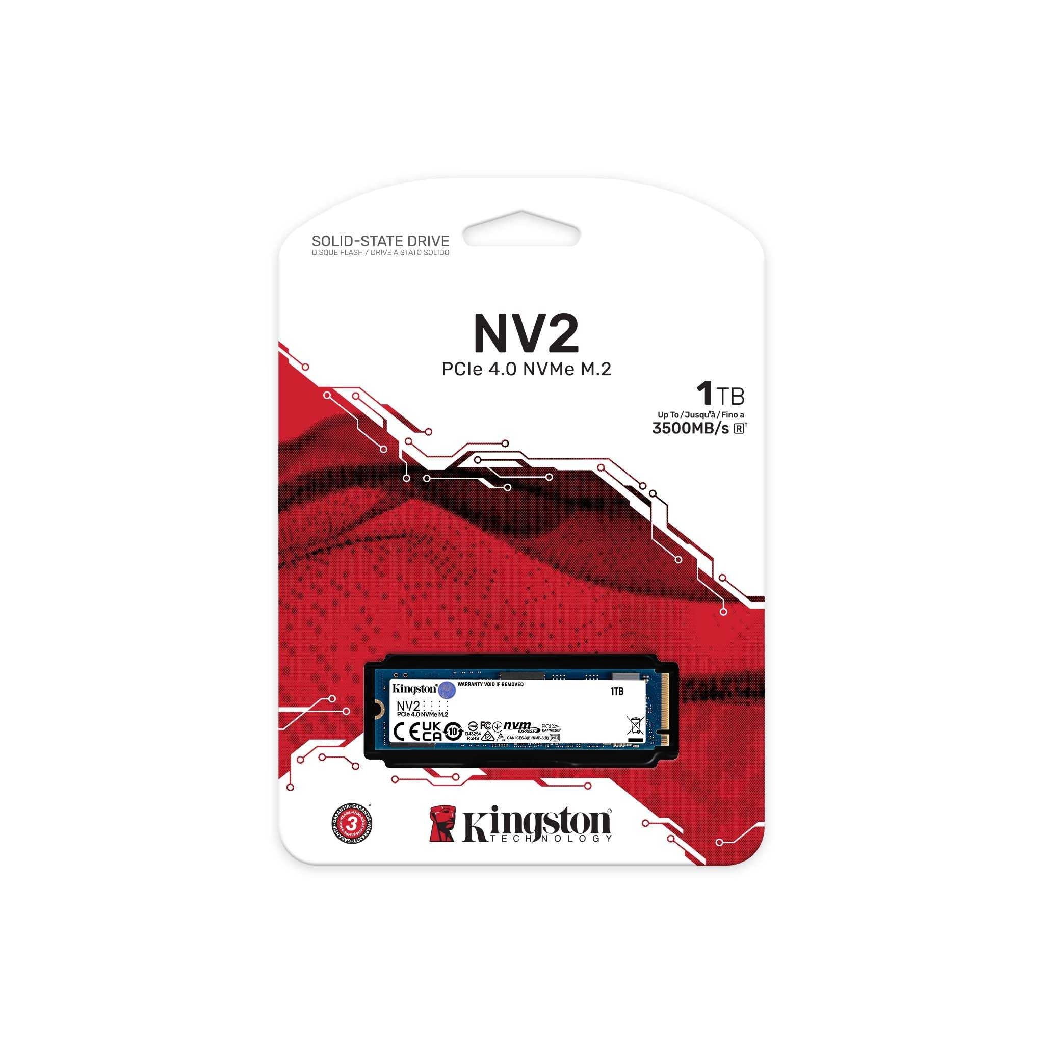 Memorias Kingston Technology Nv2 Unidad De Estado Solido 1Tb M.2 2280 Nvme Pcie Gen 4X4 R.3500Mb/S W.2100Mb/S